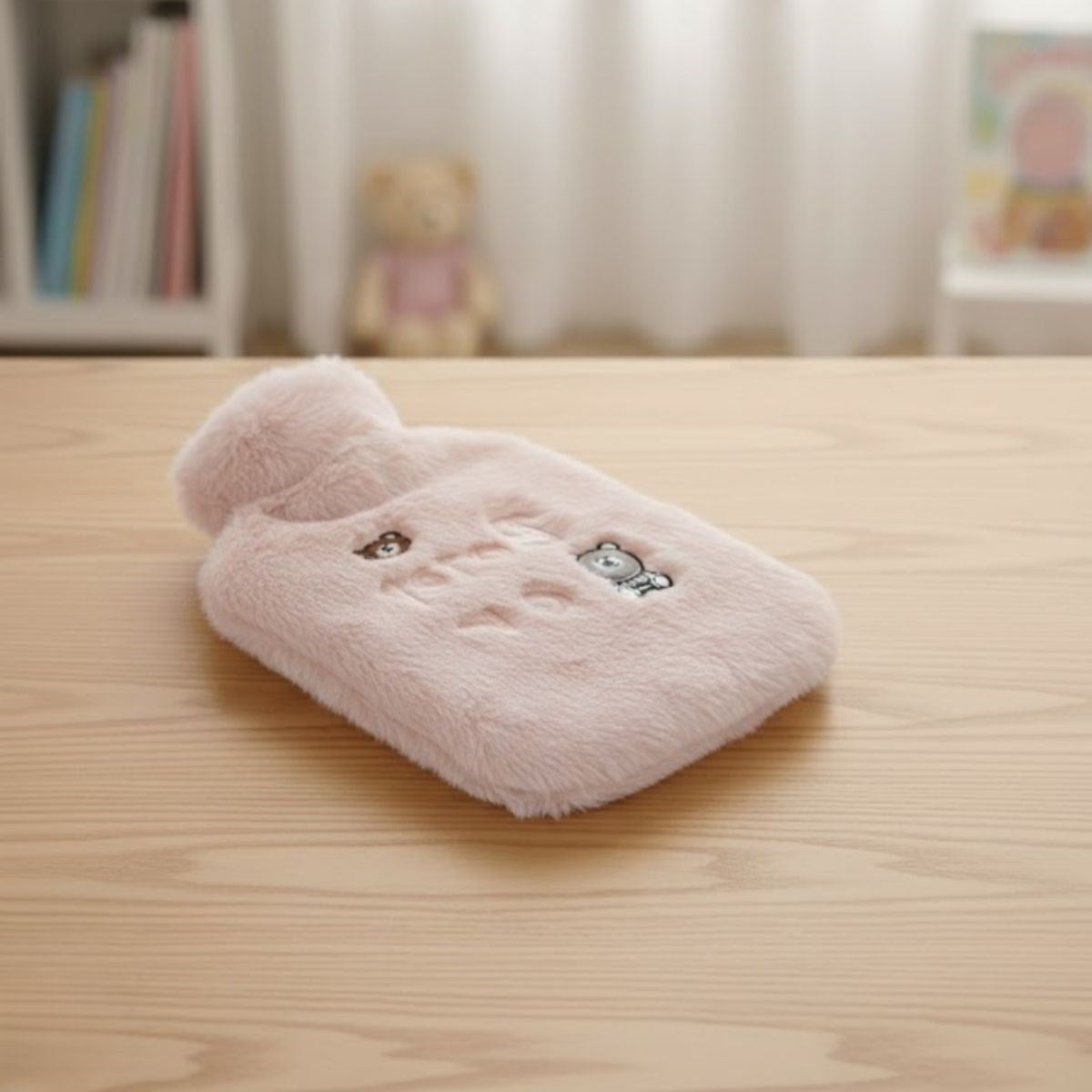 Işıklı Ayıcıklı Figürlü Pembe Peluş Sıcak Su Torbası 1 Lt – Yumuşak Kılıf, Uzun Süre Sıcak Tutan Termal Su Torbası (4887)