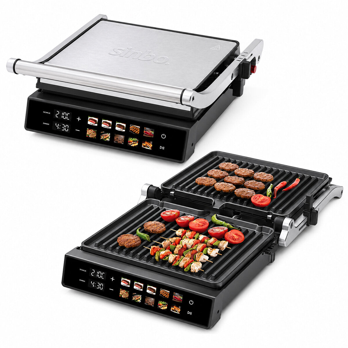 IZGARA VE TOST MAKİNES İ 4 DİLİM YAPIŞMAZ YÜZEY DOKUNMATİK DİJİTAL EKRAN - 2000W SSM-2597 (4887)