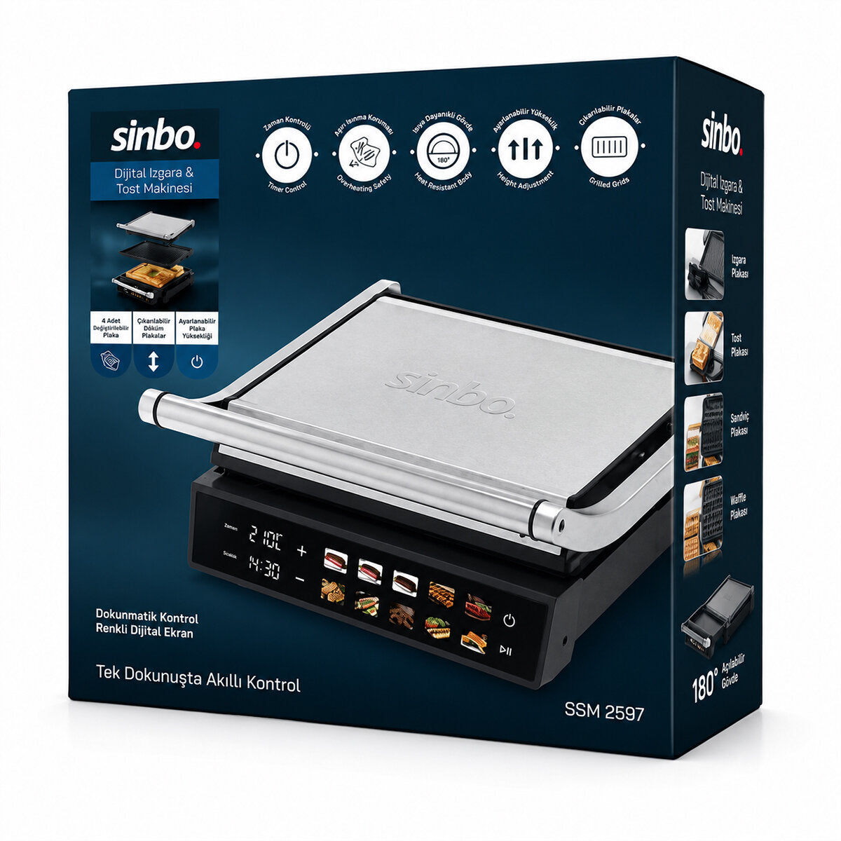 IZGARA VE TOST MAKİNES İ 4 DİLİM YAPIŞMAZ YÜZEY DOKUNMATİK DİJİTAL EKRAN - 2000W SSM-2597 (4887)