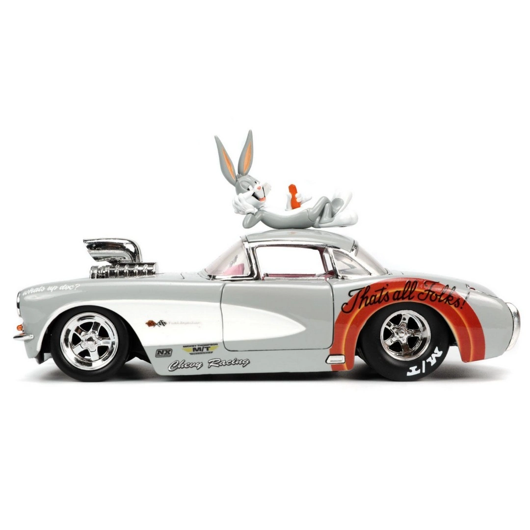 Jada Looney Tunes Bugs Bunny Figürü ve 1957 Chevrolet Corvette Model Aracı