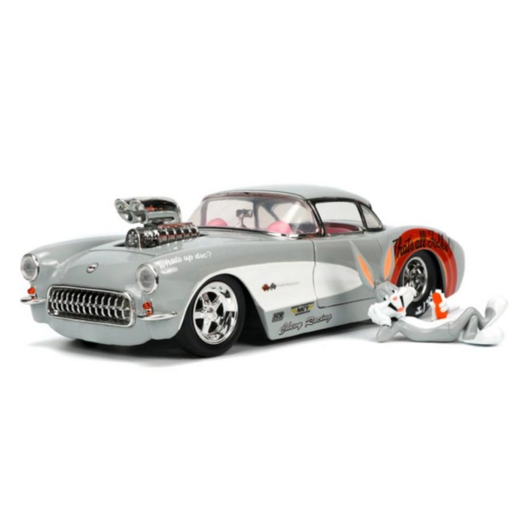 Jada Looney Tunes Bugs Bunny Figürü ve 1957 Chevrolet Corvette Model Aracı