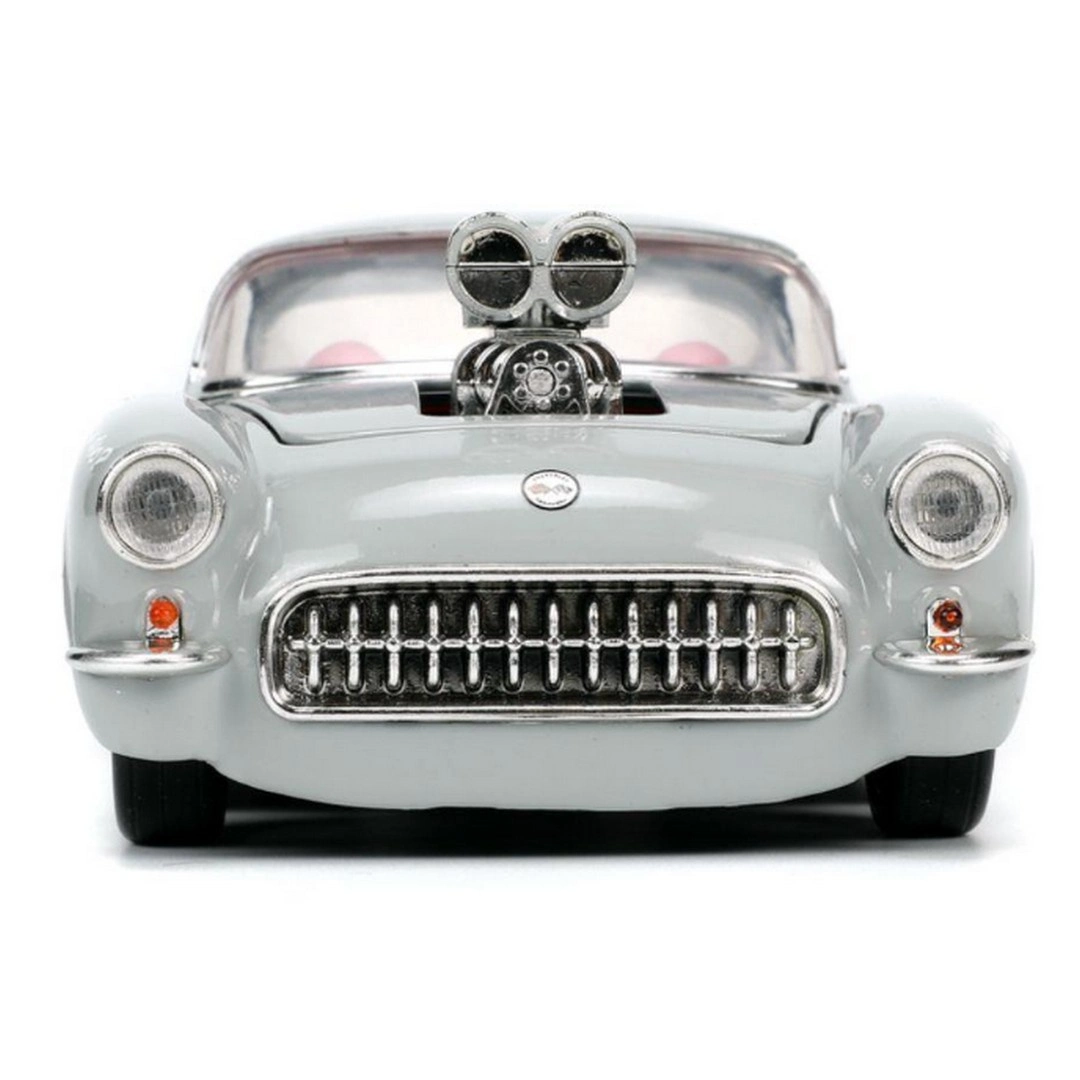 Jada Looney Tunes Bugs Bunny Figürü ve 1957 Chevrolet Corvette Model Aracı