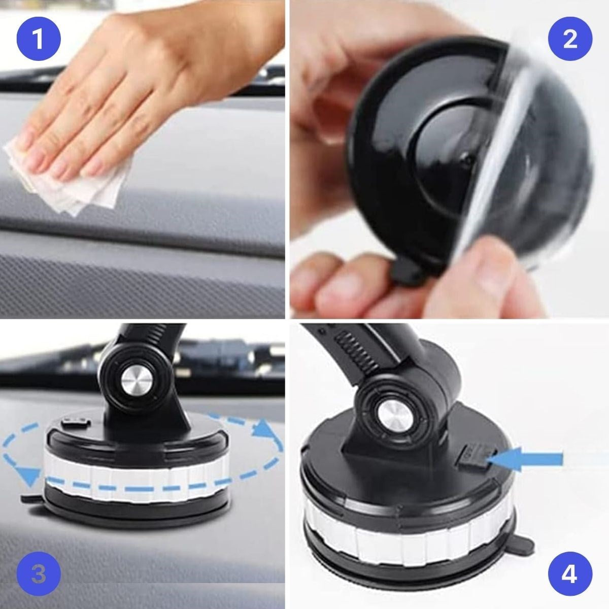 Jel Vantuzlu Cama Takılabilen Güçlü 360 Derece Dönebilen Ayarlanabilir Araç Içi Vantuzlu Telefon Tutucu (4887)