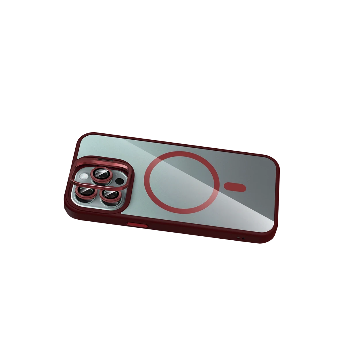 Joko Apple iPhone 14 Pro Max Remim Lensli Magsafe Standlı Kapak - Bordo