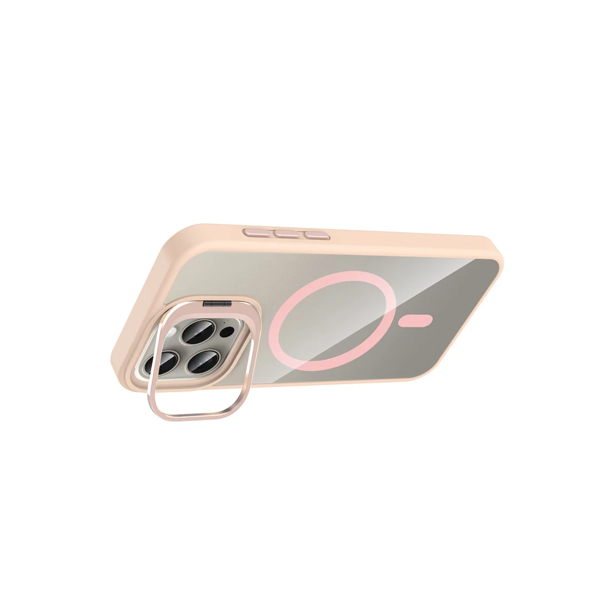 Joko Apple iPhone 14 Pro Max Remim Lensli Magsafe Standlı Kapak - Pembe