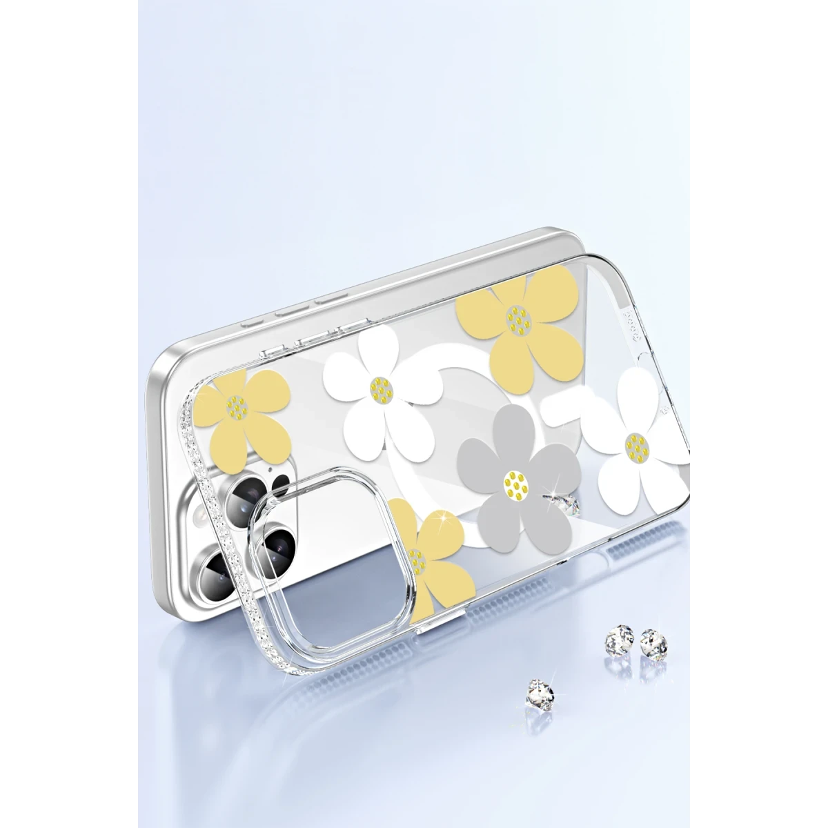 Joko Apple iPhone 15 Pro Floral Magsafe Kapak - Beyaz