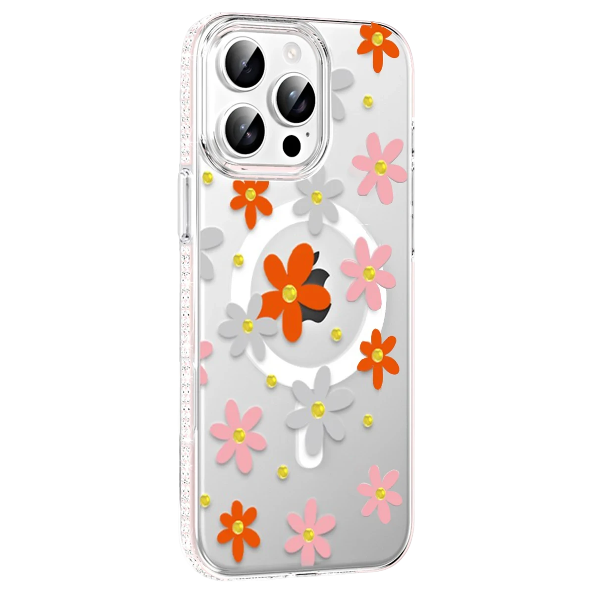 Joko Apple iPhone 15 Pro Floral Magsafe Kapak - Turuncu
