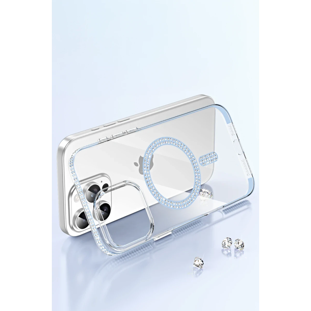 Joko Apple iPhone 15 Pro Move Taşlı Magsafe Kapak - Gümüş