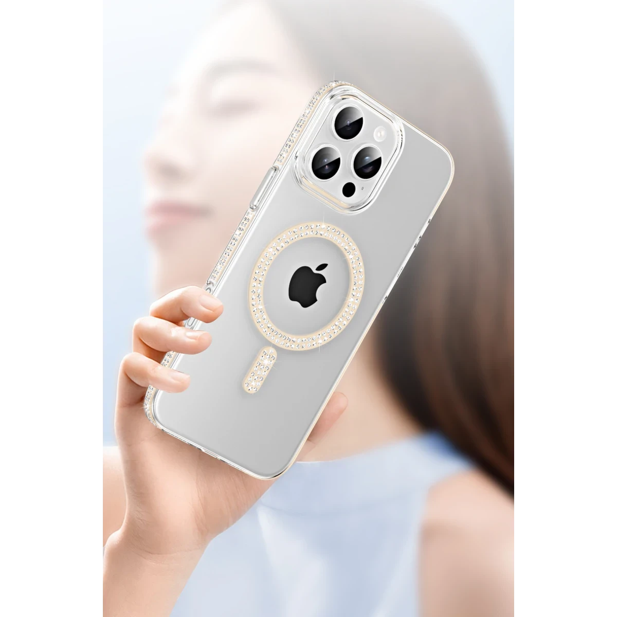 Joko Apple iPhone 15 Pro Move Taşlı Magsafe Kapak - Natural Grey