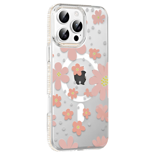 Joko Apple iPhone 16 Pro Floral Magsafe Kapak - Pembe