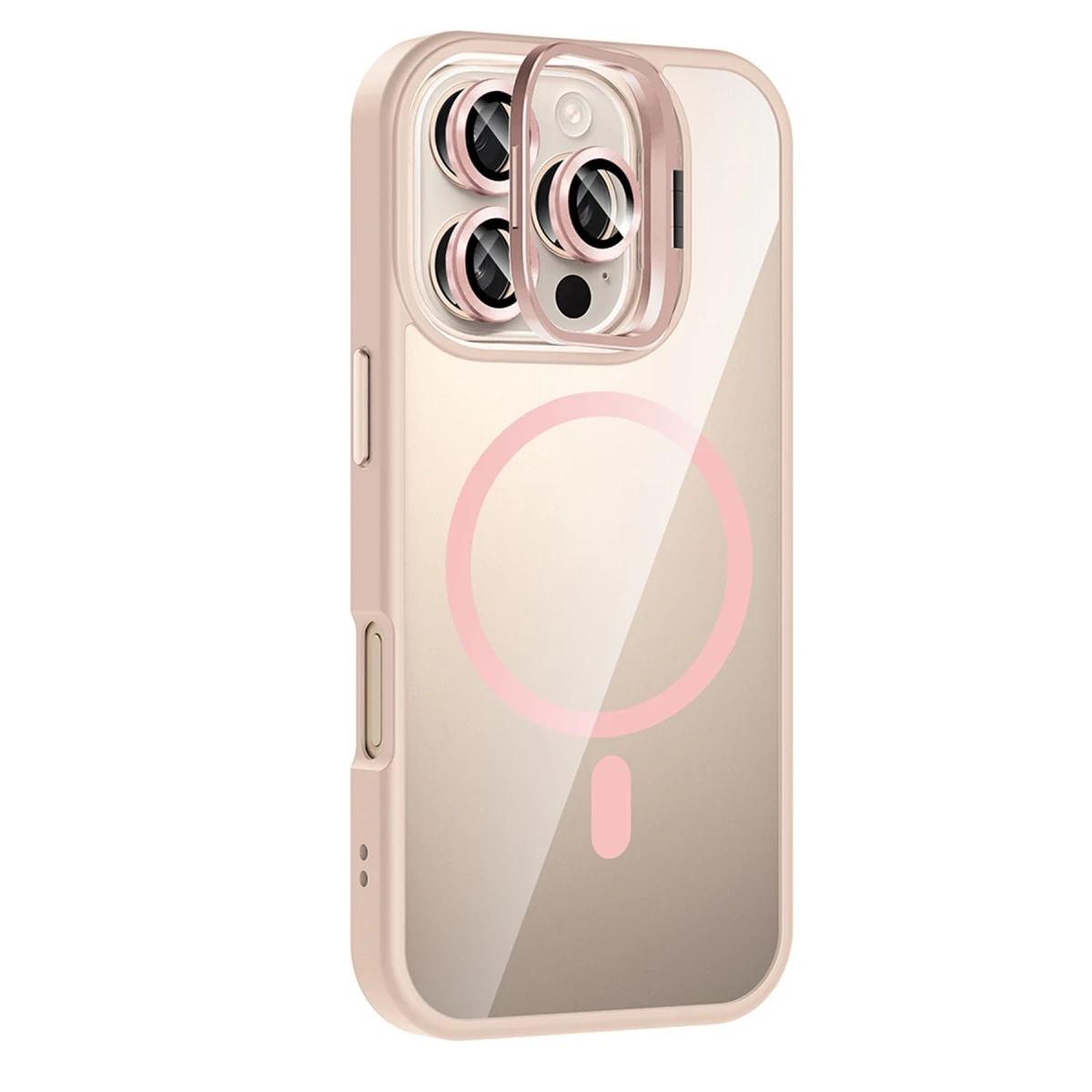 Joko Apple iPhone 16 Pro Max Remim Lensli Magsafe Standlı Kapak - Pembe