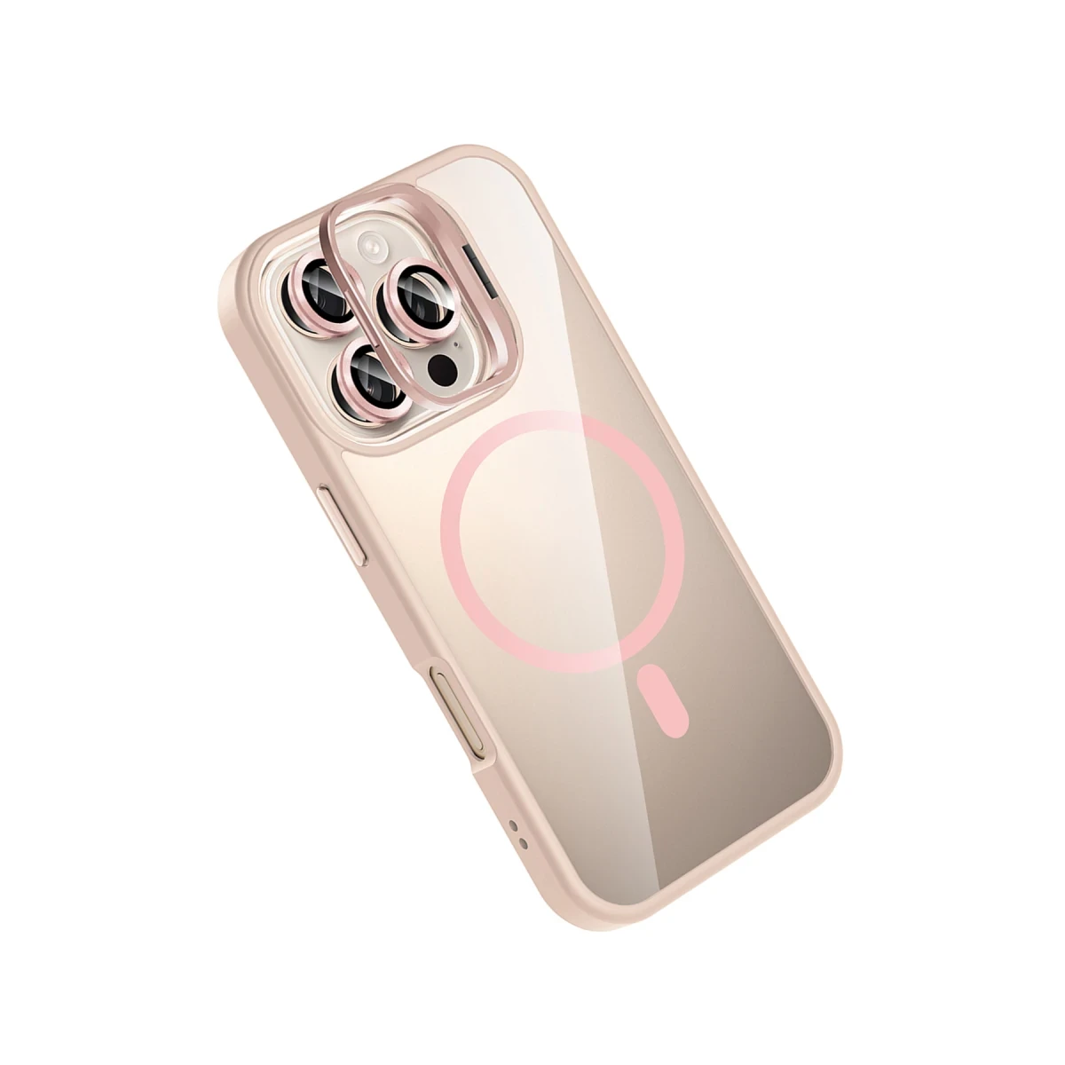 Joko Apple iPhone 16 Pro Remim Lensli Magsafe Standlı Kapak - Pembe