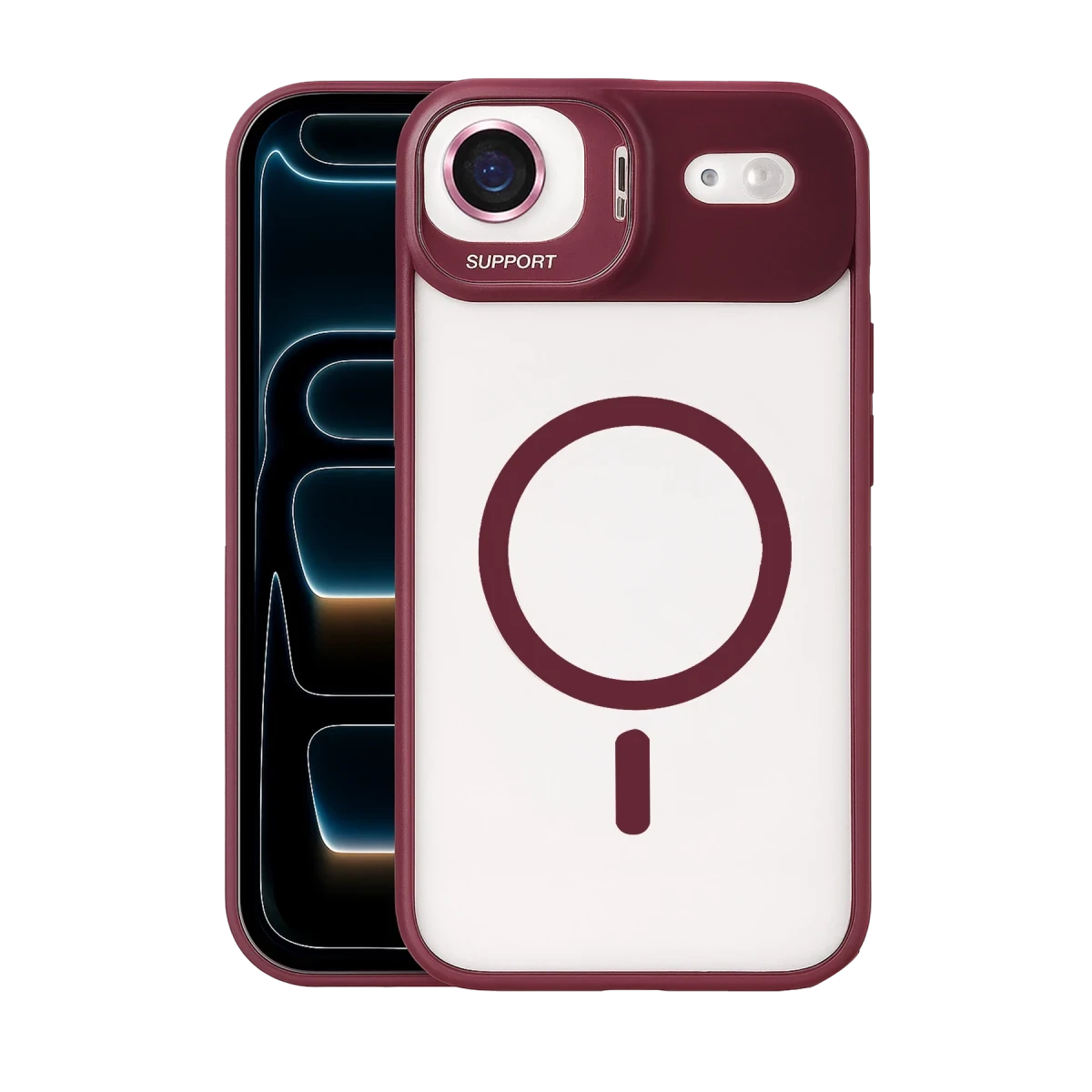 Joko Apple iPhone 17 Air Remim Lensli Magsafe Standlı Kapak - Bordo