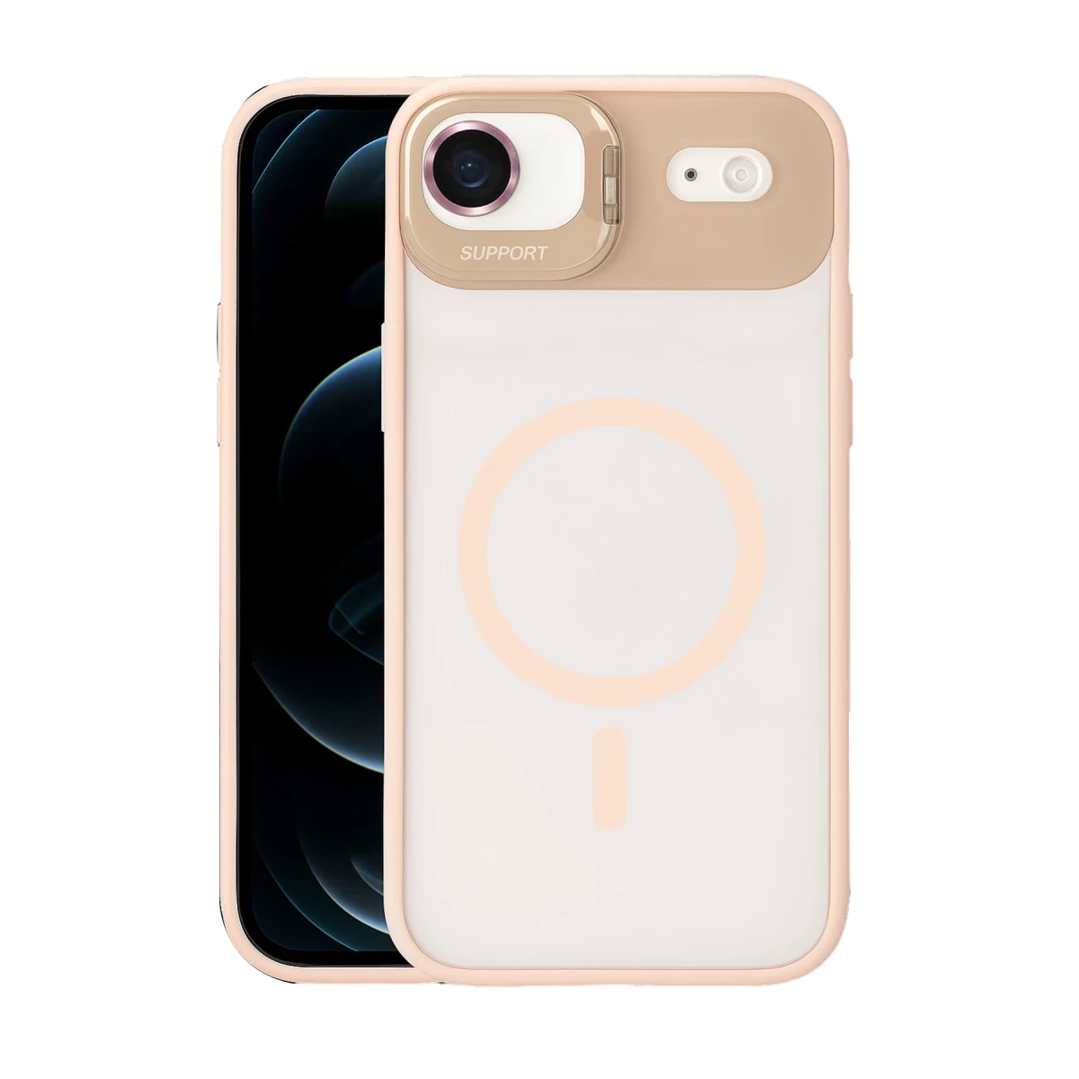 Joko Apple iPhone 17 Air Remim Lensli Magsafe Standlı Kapak - Pembe