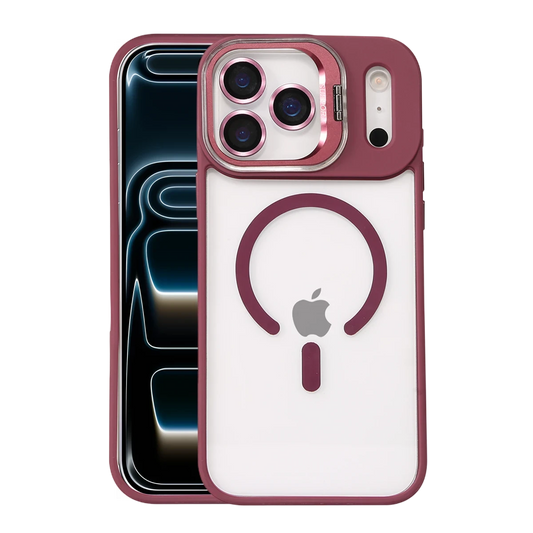Joko Apple iPhone 17 Pro Max Remim Lensli Magsafe Standlı Kapak - Bordo