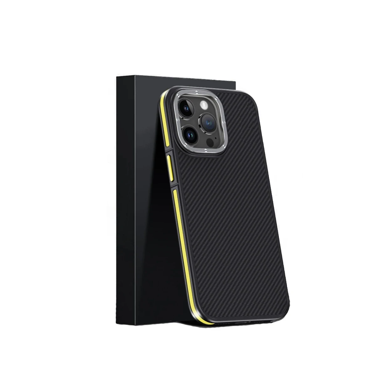 Joko Apple iPhone 15 Pro Kılıf Aramid 600D Kevlar Karbon Fiber Magsafe Kapak - Sarı