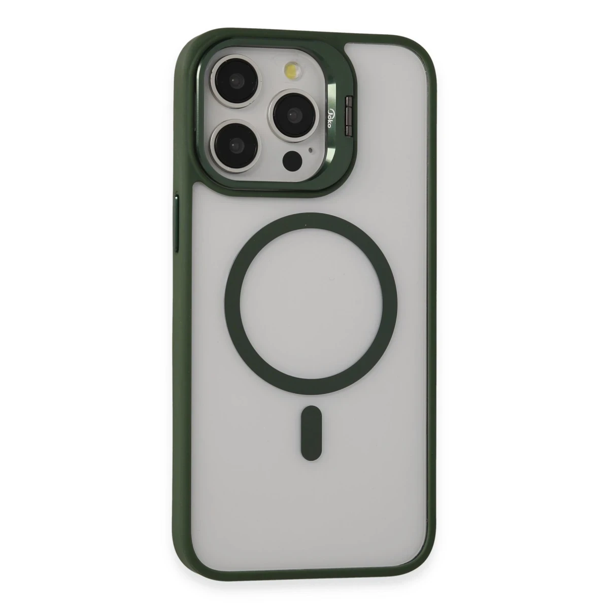 Joko Apple iPhone 15 Pro Kılıf Roblox Lens Magsafe Standlı Kapak - Koyu Yeşil