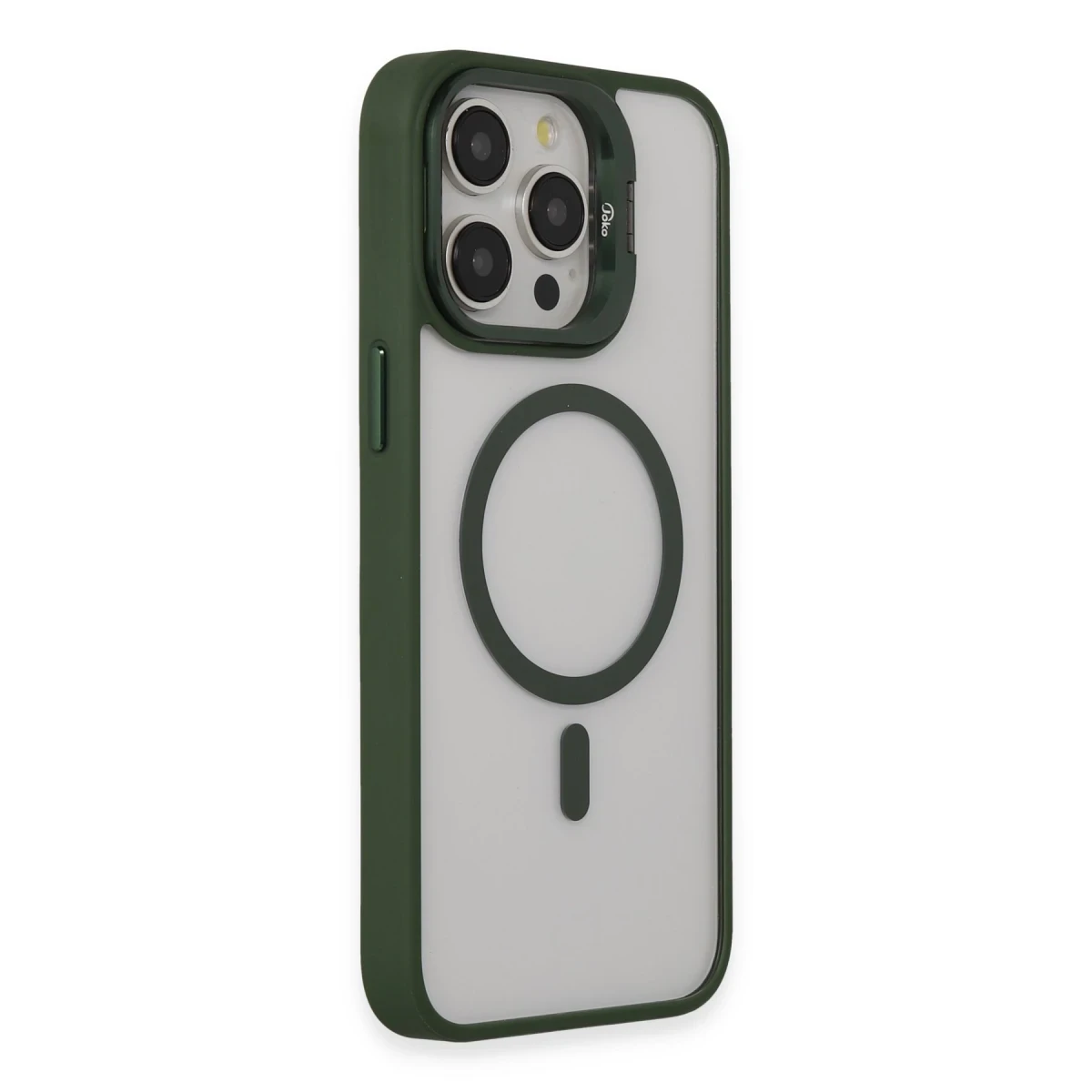 Joko Apple iPhone 15 Pro Kılıf Roblox Lens Magsafe Standlı Kapak - Koyu Yeşil