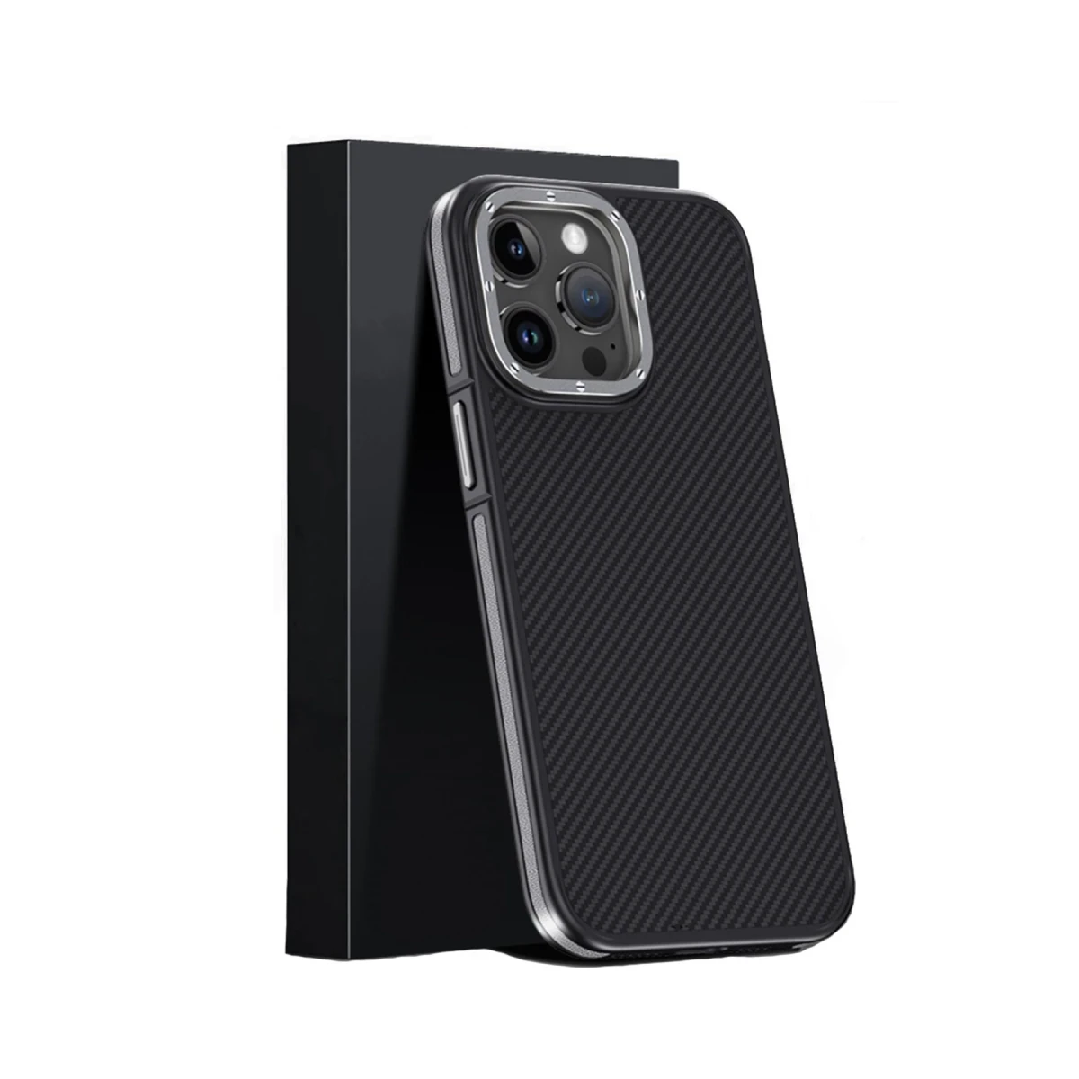 Joko Apple iPhone 15 Pro Max Kılıf Aramid 600D Kevlar Karbon Fiber Magsafe Kapak - Gri