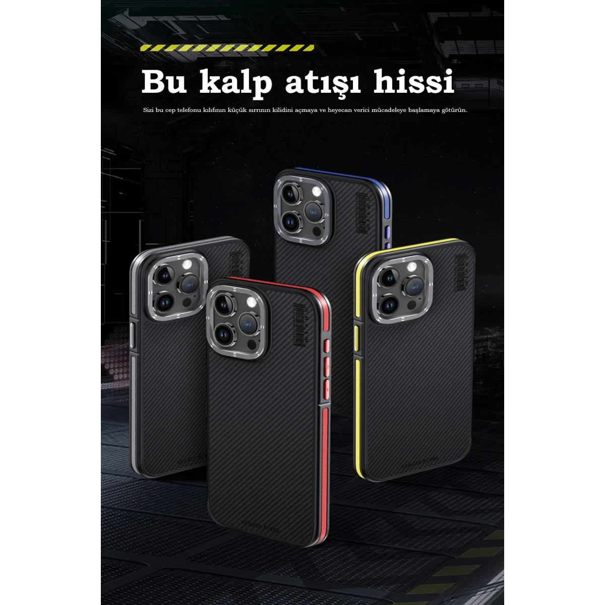 Joko Apple iPhone 15 Pro Max Kılıf Aramid 600D Kevlar Karbon Fiber Magsafe Kapak - Gri
