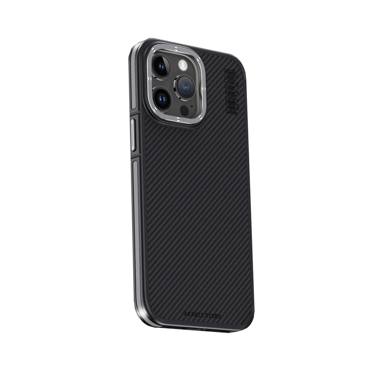 Joko Apple iPhone 15 Pro Max Kılıf Aramid 600D Kevlar Karbon Fiber Magsafe Kapak - Gri