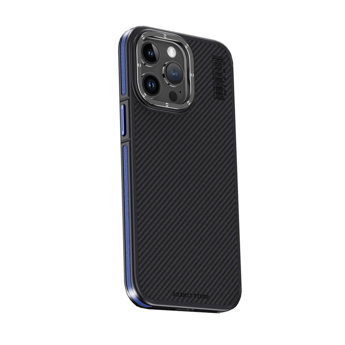 Joko Apple iPhone 15 Pro Max Kılıf Aramid 600D Kevlar Karbon Fiber Magsafe Kapak - Lacivert