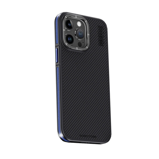 Joko Apple iPhone 15 Pro Max Kılıf Aramid 600D Kevlar Karbon Fiber Magsafe Kapak - Lacivert