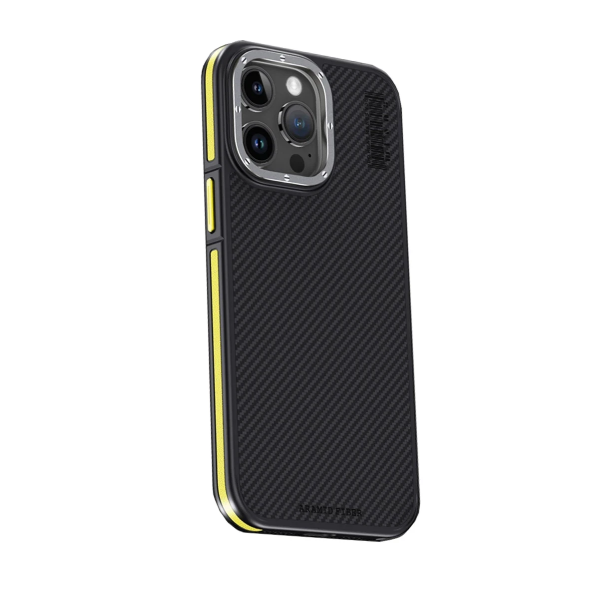 Joko Apple iPhone 15 Pro Max Kılıf Aramid 600D Kevlar Karbon Fiber Magsafe Kapak - Sarı