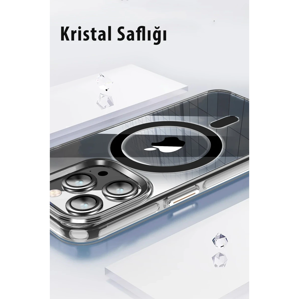 Joko Apple iPhone 15 Pro Max Kılıf Crystal Magsafe Kapak - Şeffaf