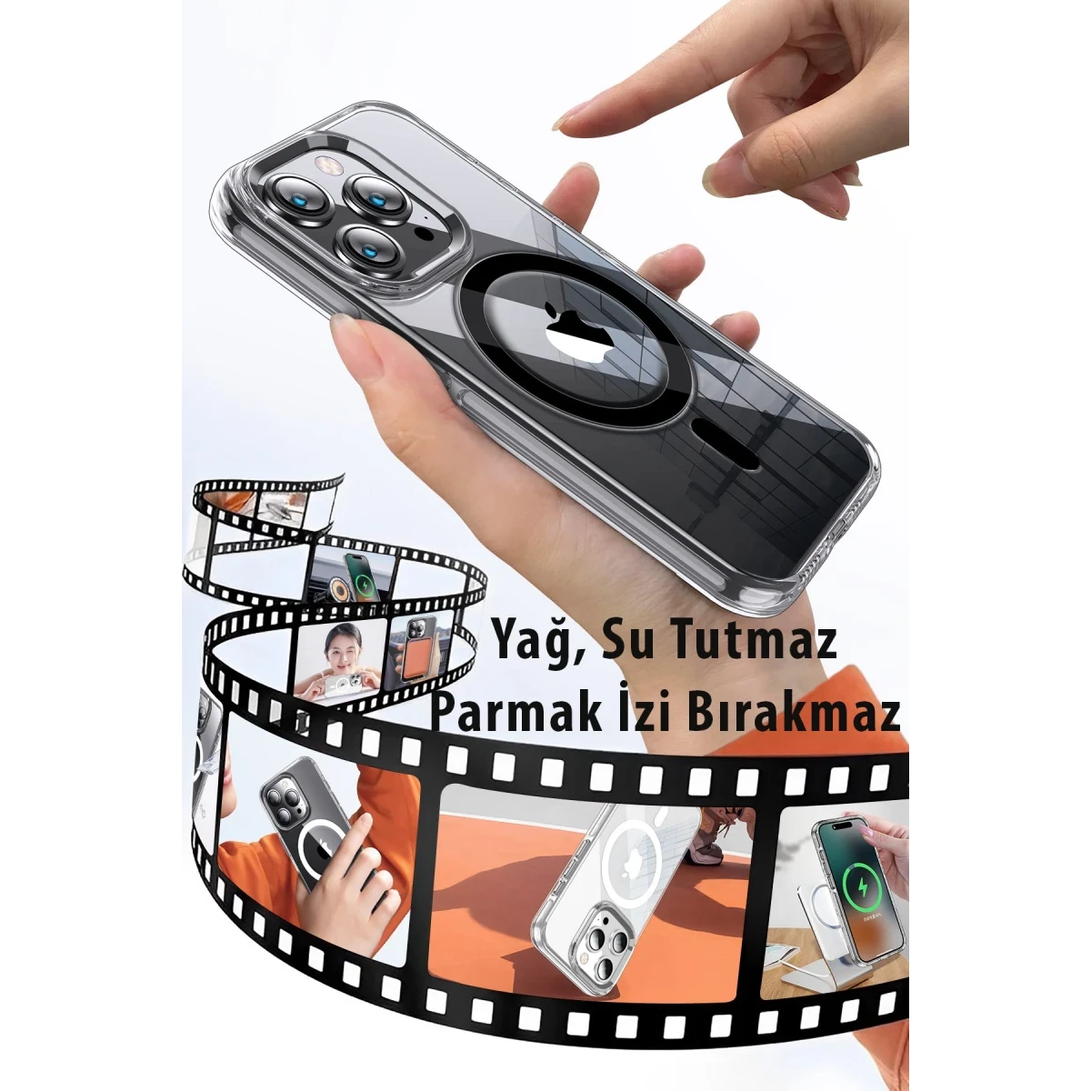 Joko Apple iPhone 15 Pro Max Kılıf Crystal Magsafe Kapak - Şeffaf