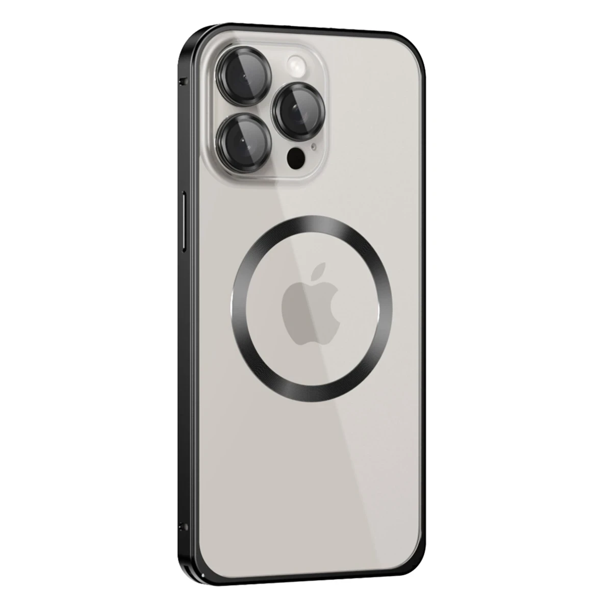 Joko Apple iPhone 15 Pro Max Kılıf Metal Bumper Magneticsafe Kapak - Siyah