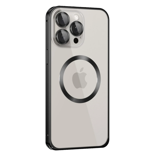 Joko Apple iPhone 15 Pro Max Kılıf Metal Bumper Magneticsafe Kapak - Siyah