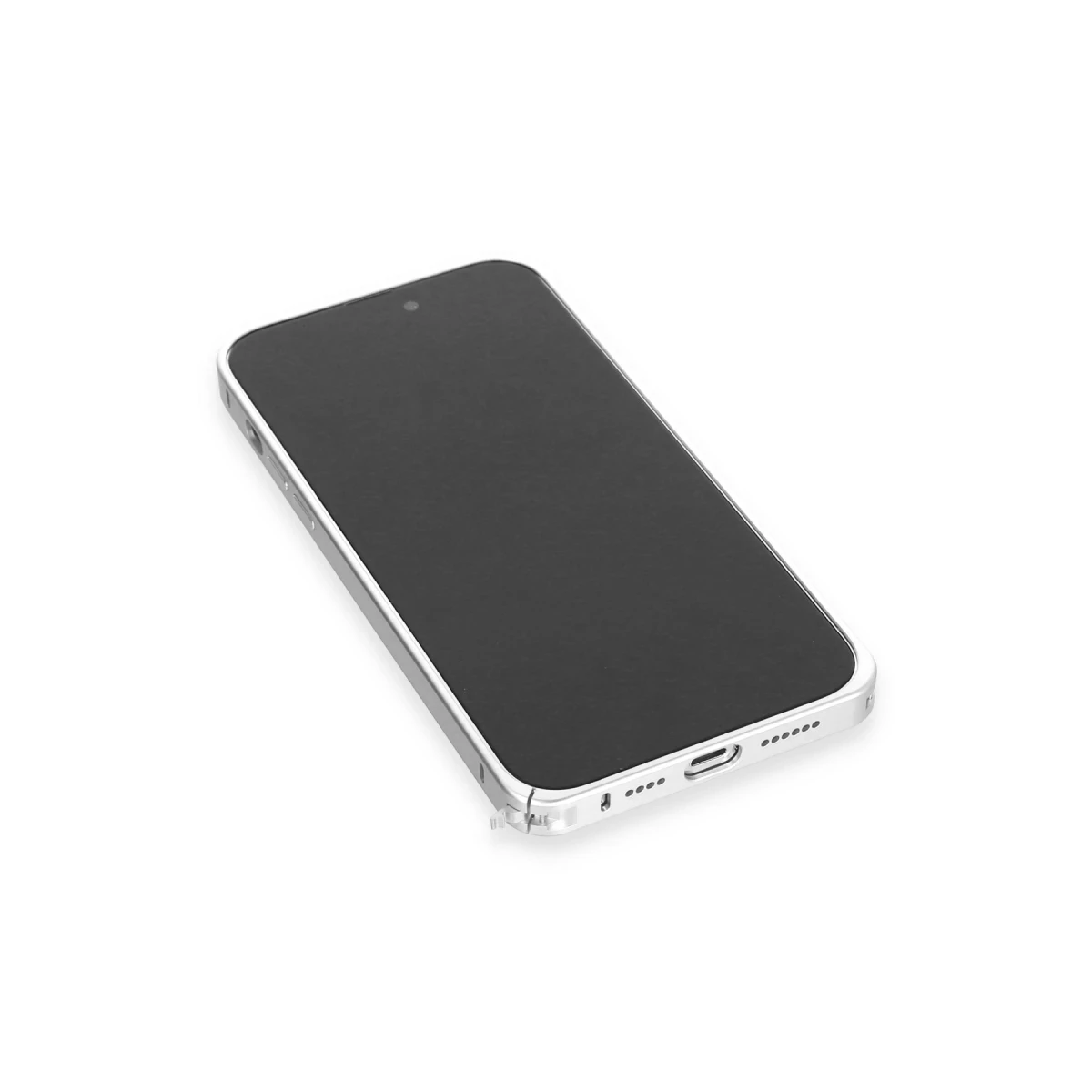 Joko Apple iPhone 15 Pro Max Metal Bumper Mat Kapak - Gümüş