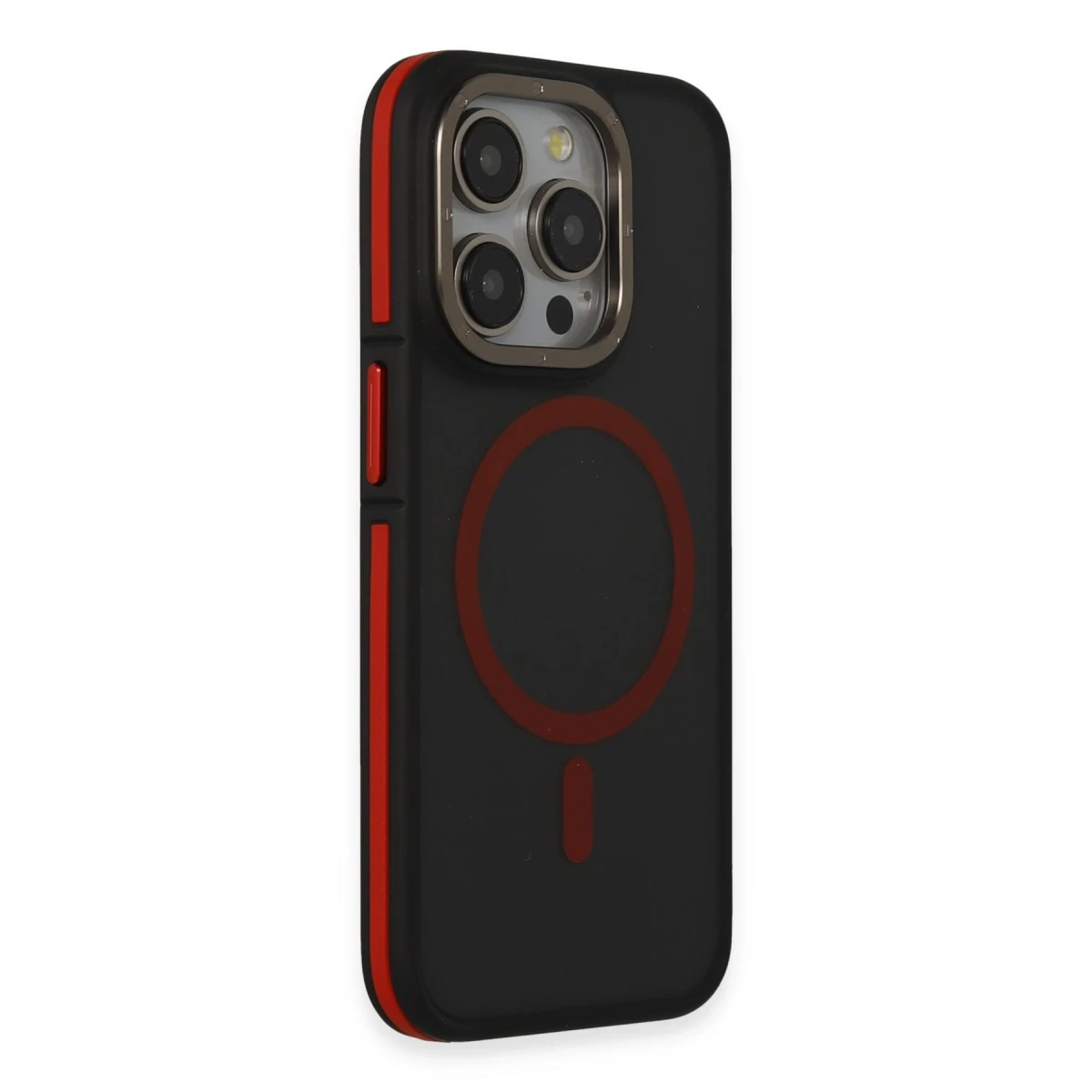 Joko Apple iPhone 15 Pro Max Rocky Magsafe Kapak - Siyah-Kırmızı