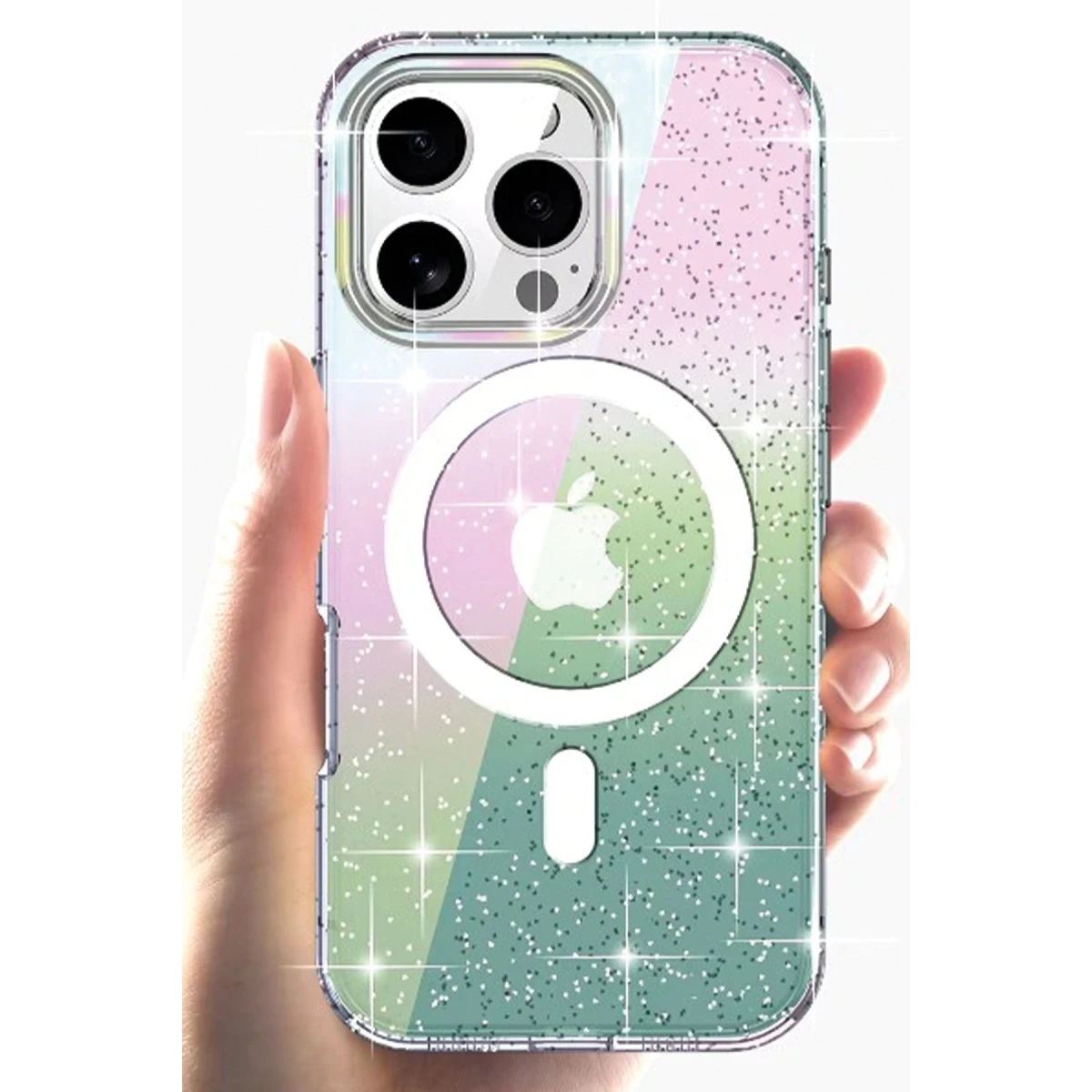 Joko Apple iPhone 15 Pro Rasasi Simli Magsafe Kapak - Şeffaf