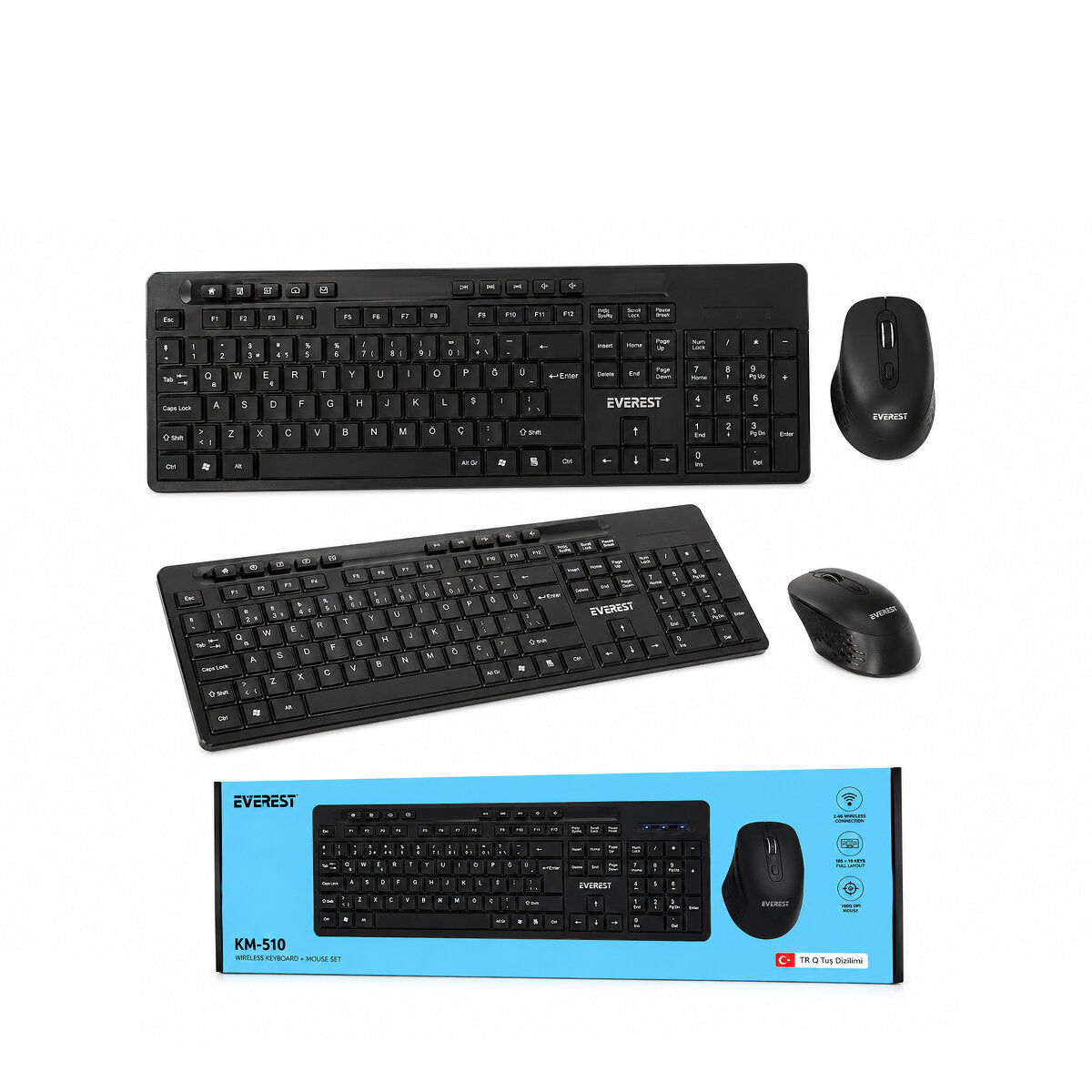 KABLOSUZ MULTİMEDİA KLAVYE - MOUSE SETİ SİYAH Q KLAVYE KM-510 (4887)
