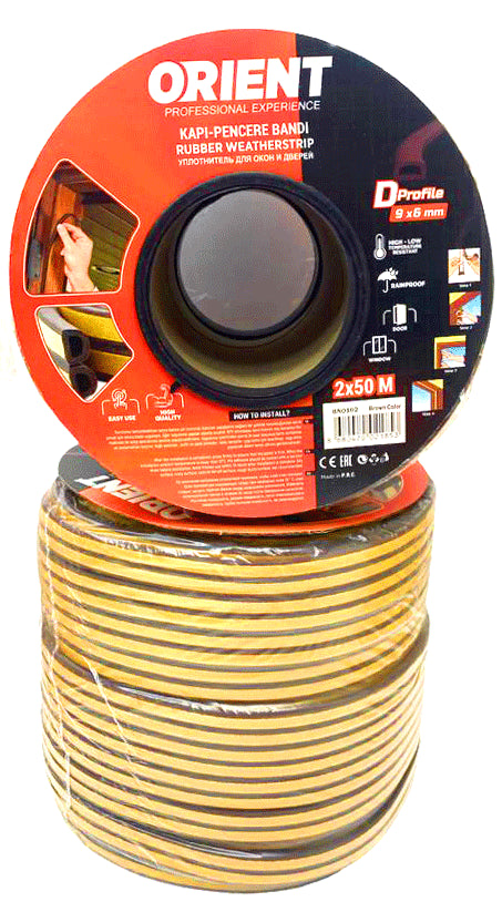 KAHVERENGİ 100MT2X50MTBOBİN FİTİL KAPI PENCERE BANT (4887)