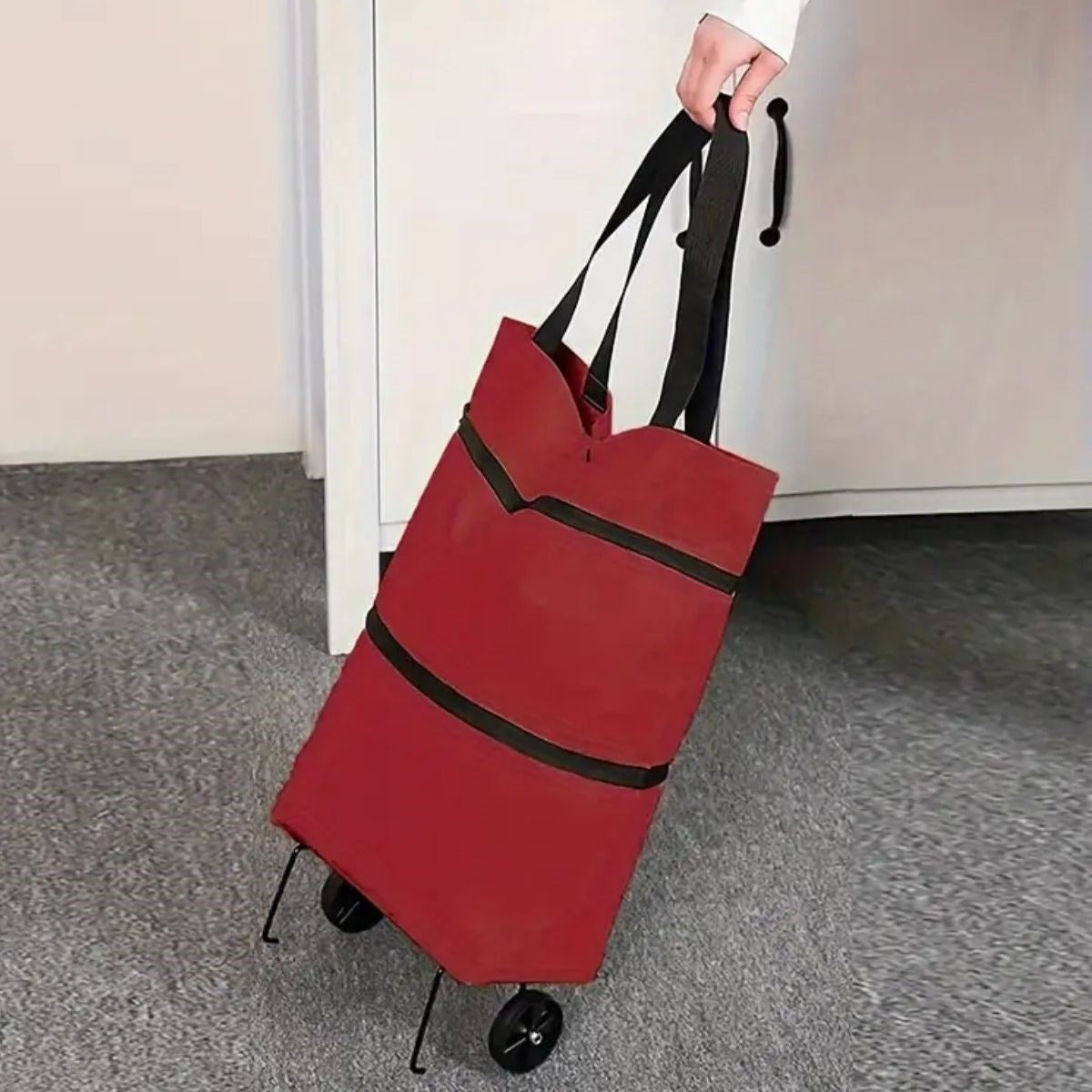 Katlanabilir Tekerlekli Market Çantası,Çok Amaçlı Pazar Arabası,Portatif Alışveriş Bez Torbası (4887)