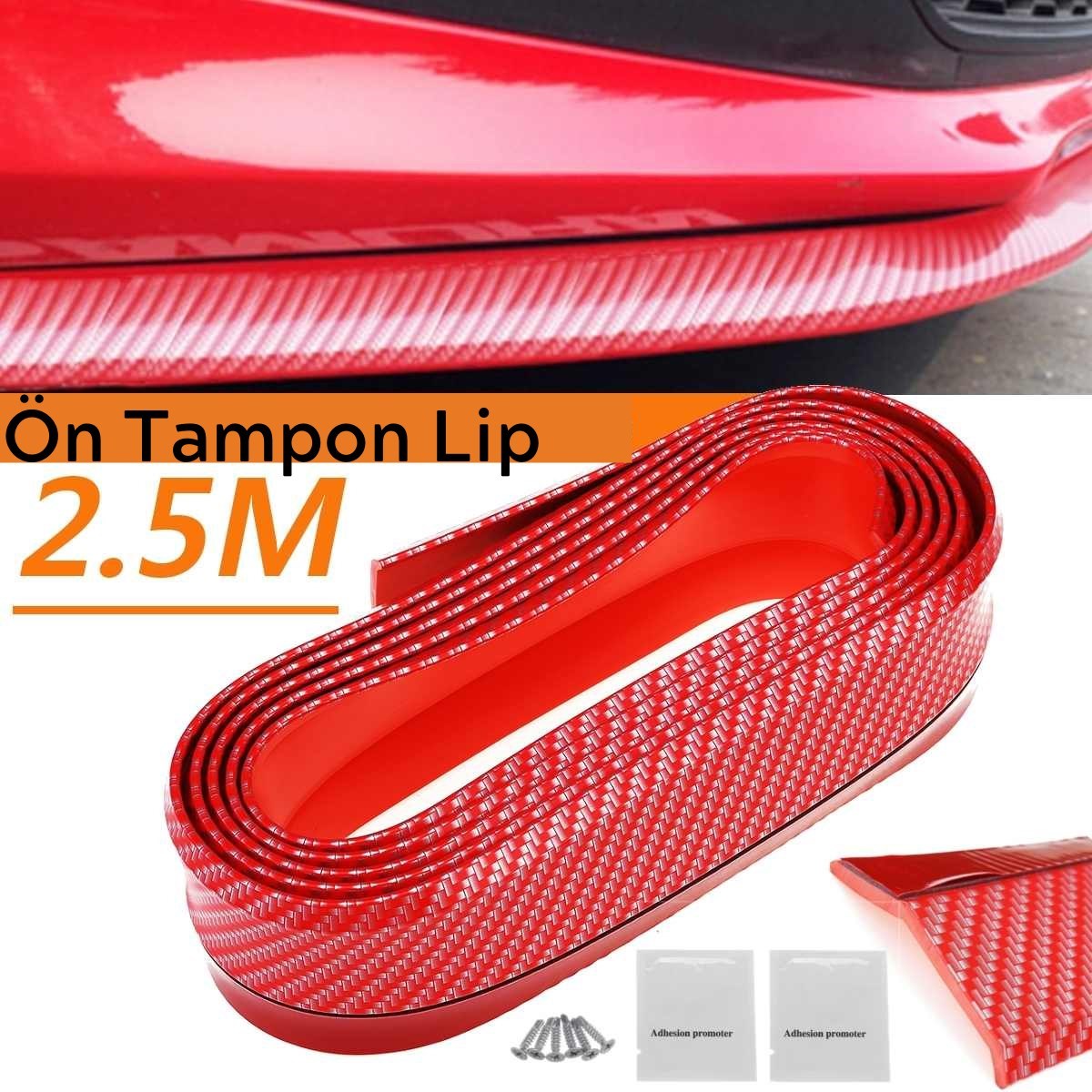 Kırmızı Renkli 2,5 Metre Araba Oto Ön Tampon Koruyucu Kauçuk Pratik Tampon Şerit Bant Döşeme Kiti (4887)