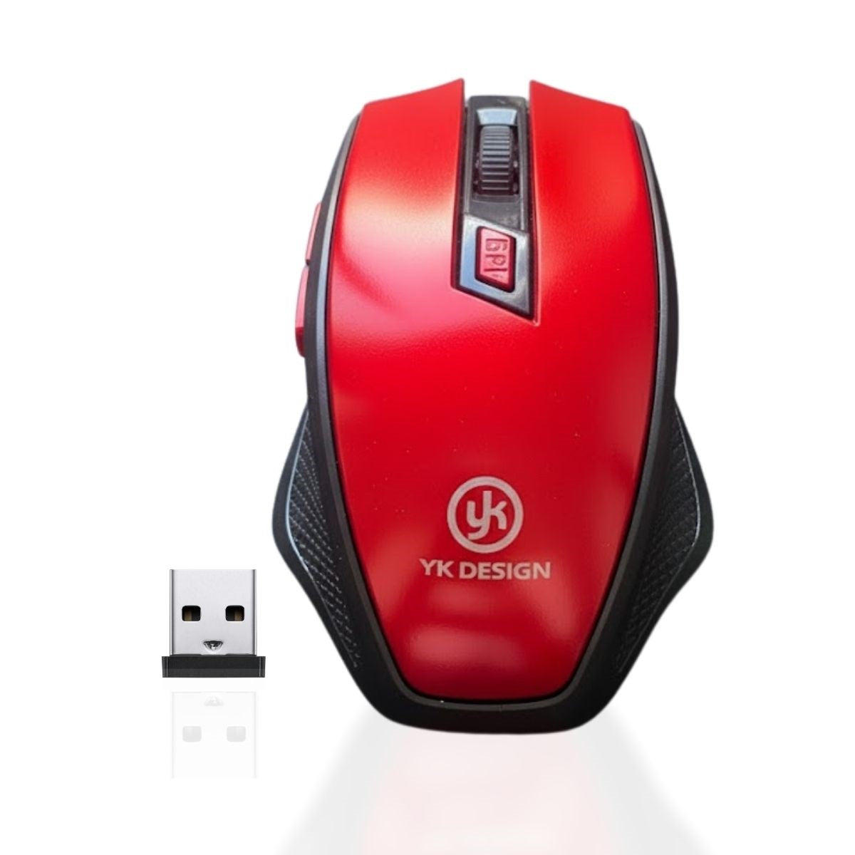 Kırmızı Renkli Baş Parmak Destekli Ergonomik Sessiz Kablosuz Mouse – USB Alıcılı, Ofis ve Oyun İçin Konforlu Bilgisayar Faresi MS6300 (4887)