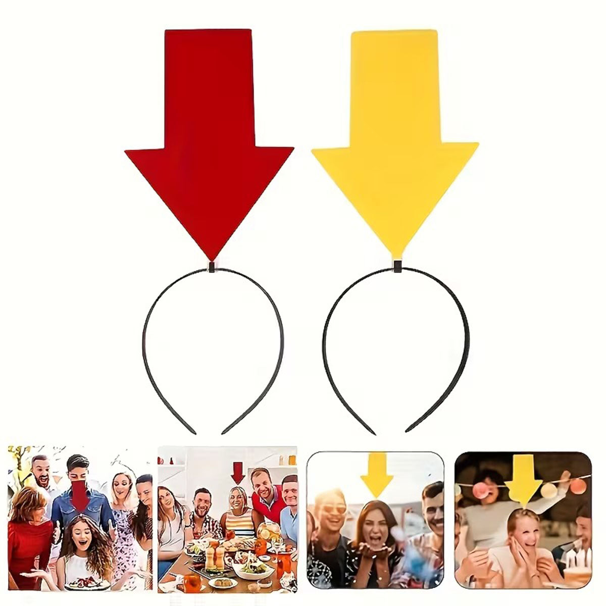 Kişiselleştirilebilir Ok İşaretli Mesaj Tacı (2’li Set Sarı-Kırmızı) (4887)