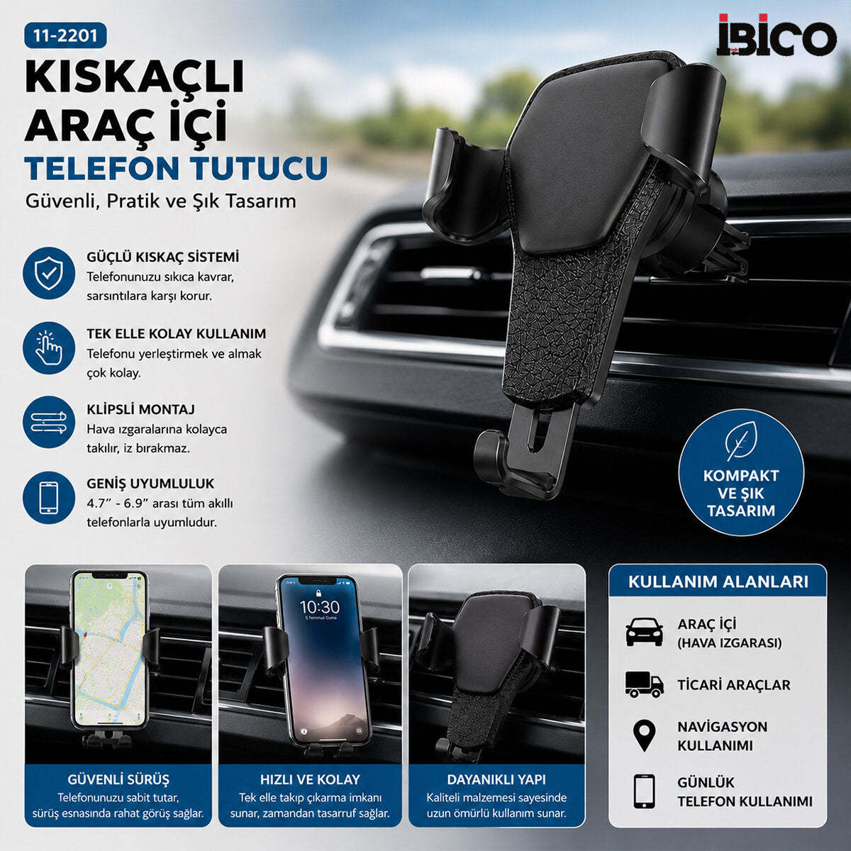KISKAÇLI ARAÇ İÇİ TELEFON TUTUCU (4887)