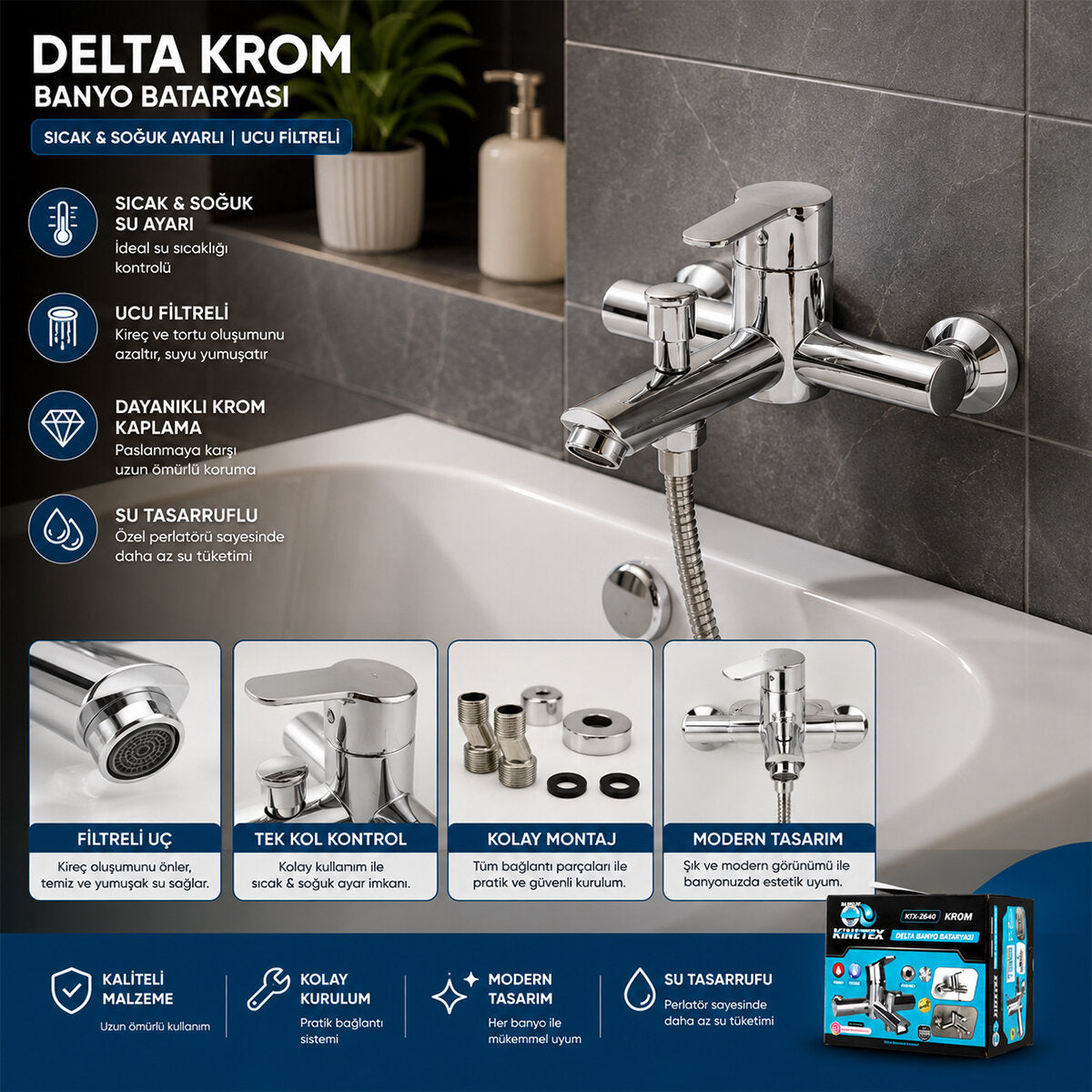KROM DELTA BANYO BATARYASI AÇ KAPA KTX-2640 (4887)