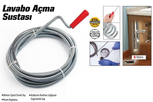 Lavabo Ve Gider Boruları Açacağı - Lavabo Açma Sustası - 5Metre (4887)