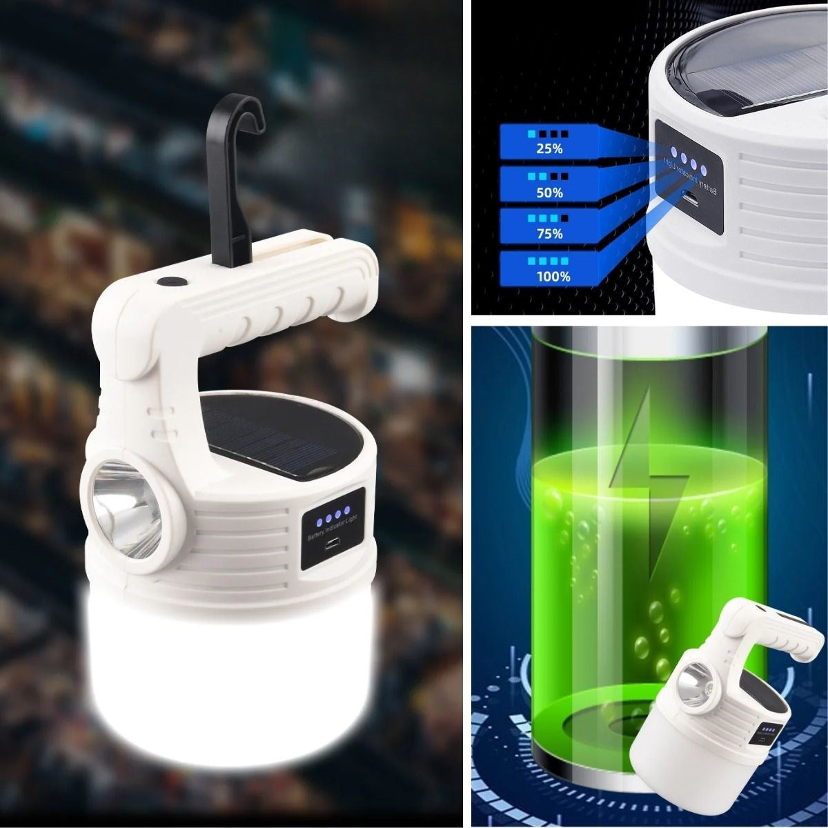 LED Güneş Enerjili Kamp Lambası–2000 Lümen Süper Parlak, 5 Aydınlatma Modlu,USB ile Şarj Edilebilir Dış Mekan,Asılabilir Torch El Feneri (4887)