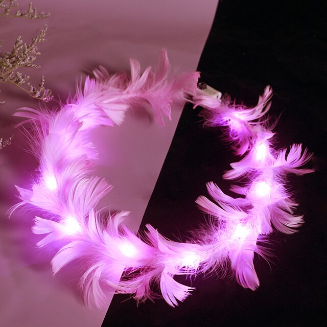 Led Işıklı Rengarenk Yanan 3 Fonksiyonlu Otrişli Parti Tacı Pembe Renk 12x12 cm (4887)