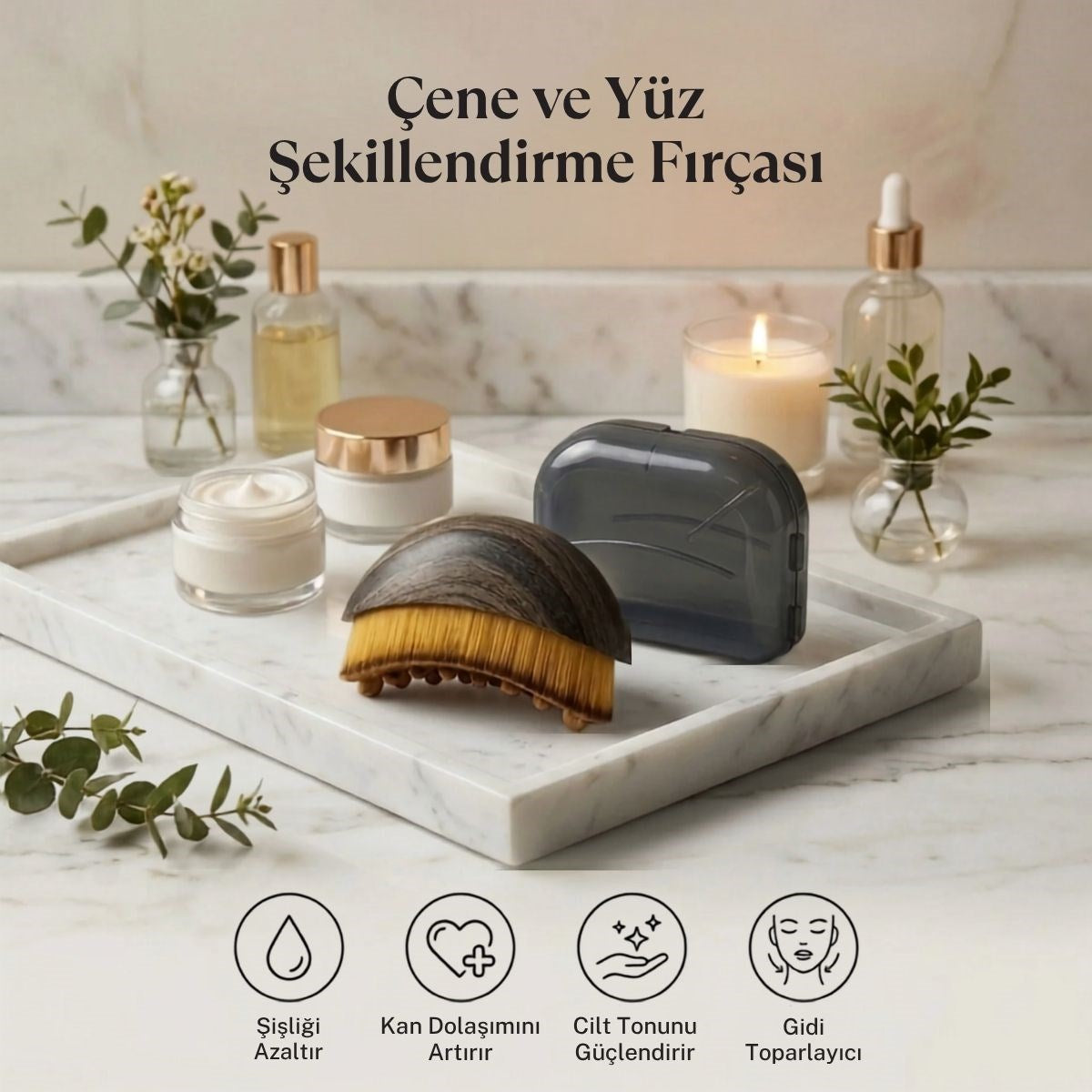 Lenf Drenaj ve Yüz Bakım Fırçası – Çok Fonksiyonlu Yumuşak Kıllı Yüz Masajı, Cilt Temizleme ve Çene Hattı Bakım Aparatı (Kutulu) (4887)