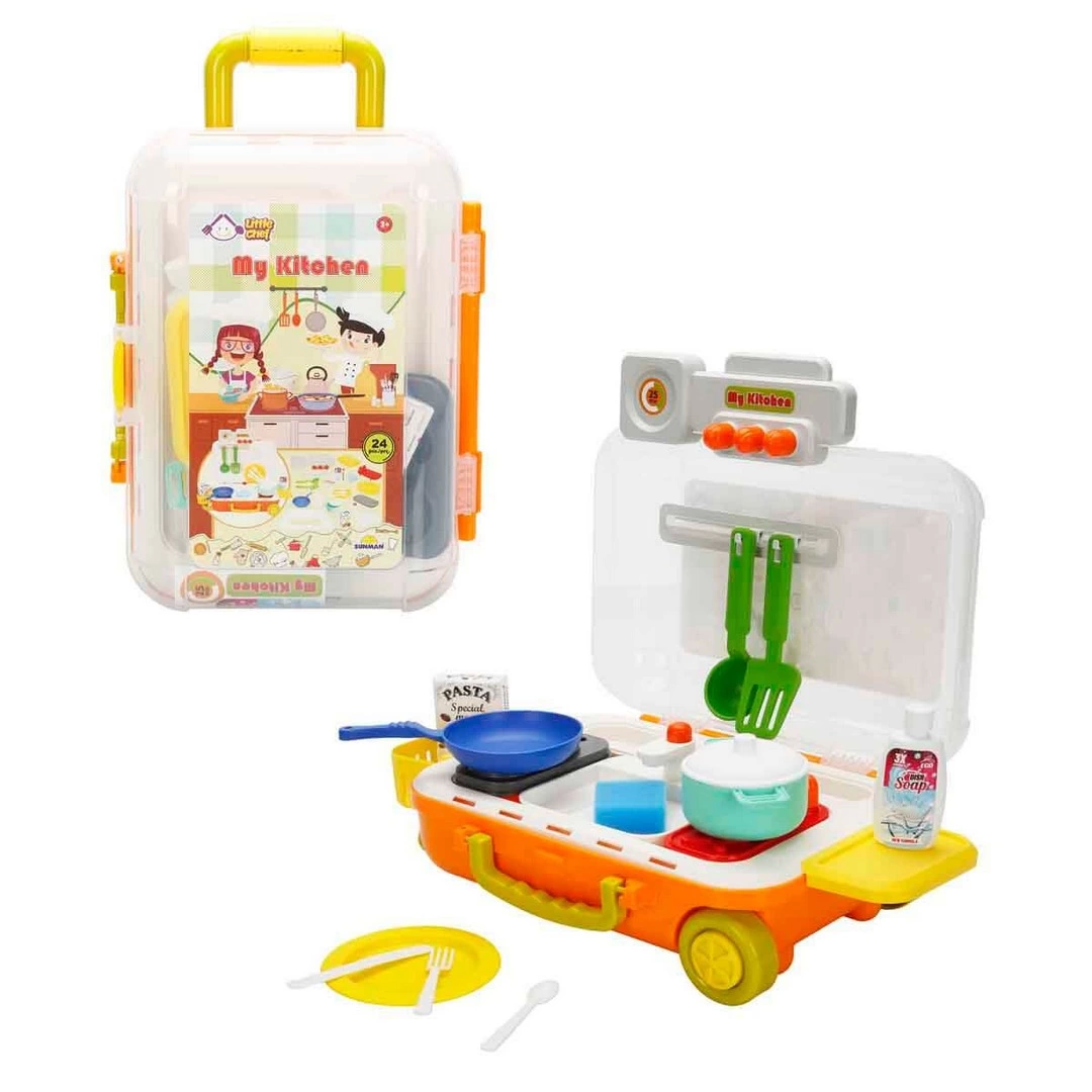 Little Chef Çekçekli Bavul Mutfak Seti 24 Parça