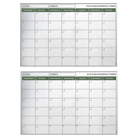 Manyetik Yapışkanlı Bir Aylık Program Planlayıcı Takvim 85x56 cm (4887)