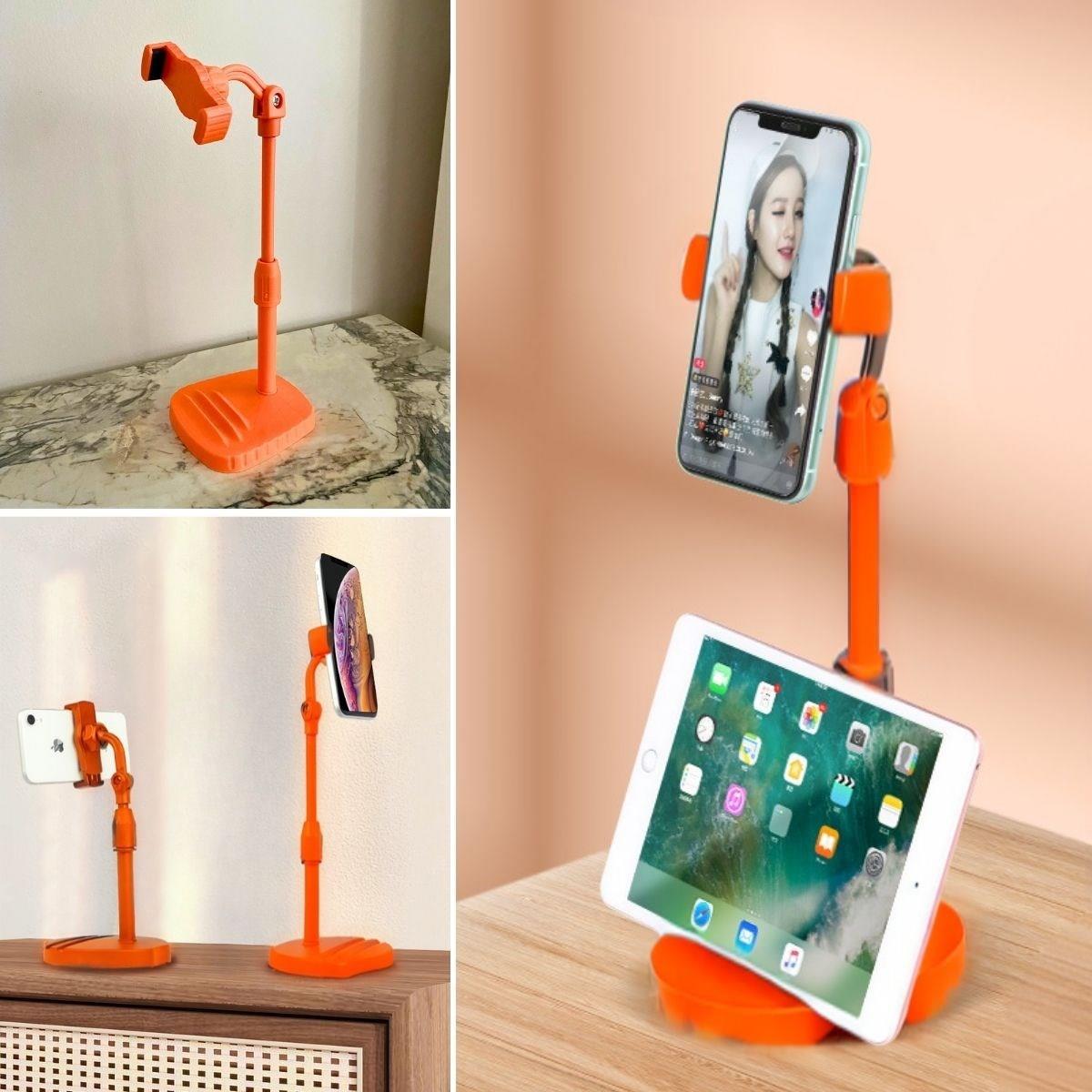 Masa Üstü Tablet ve Telefon Tutucu Plastik Aparat Turuncu Telefon Standı (4887)